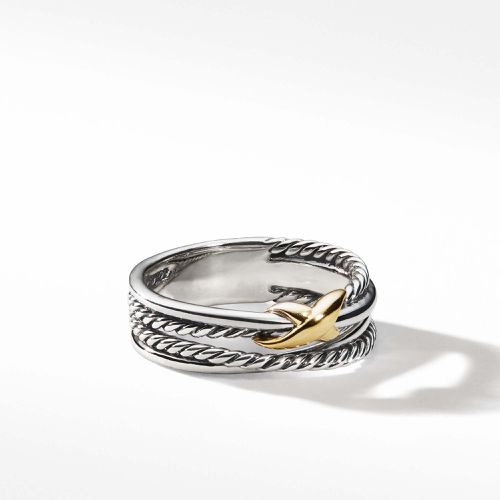 X Crossover Band Ring in Sterling Silver with 18K Yellow Gold (5)