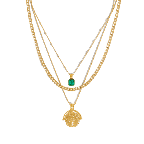 Missoma Lucy Williams Roman Coin Malachite Necklace Set