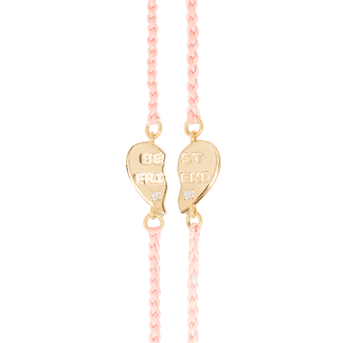 Stone and Strand Pop Bestie Bracelets in pink with gold heart charms