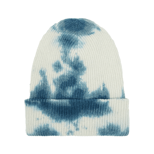 The Elder Statesman Parker Tie-Dye Cashmere Beanie in blue and white