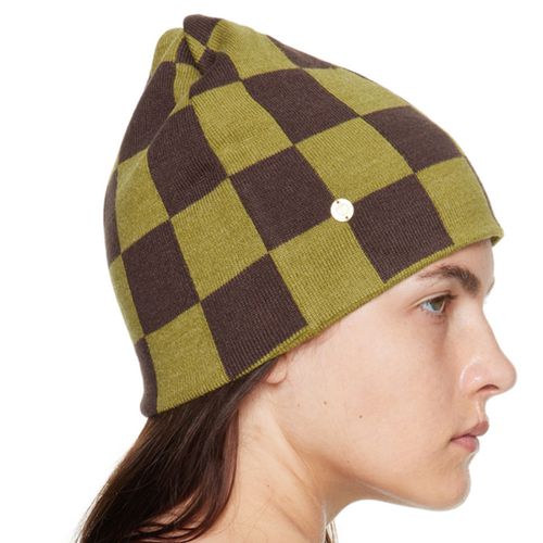 TheOpen Product Green & Brown Chessboard Check Beanie